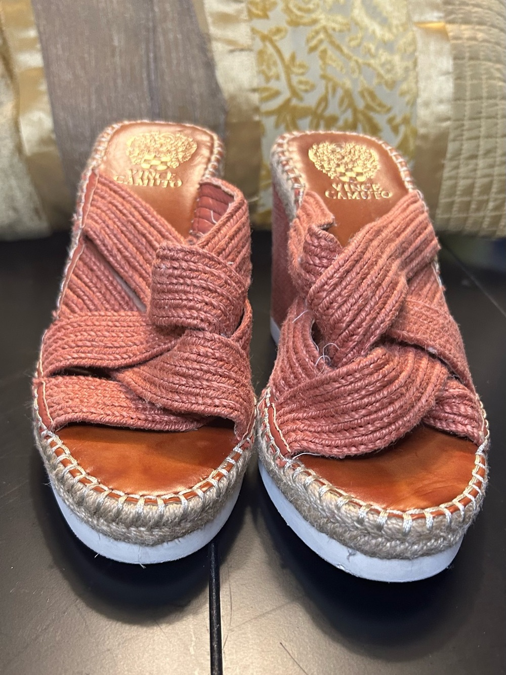 Vince Camuto Terracotta Rope-Knit Espadrille Wedge Sandals